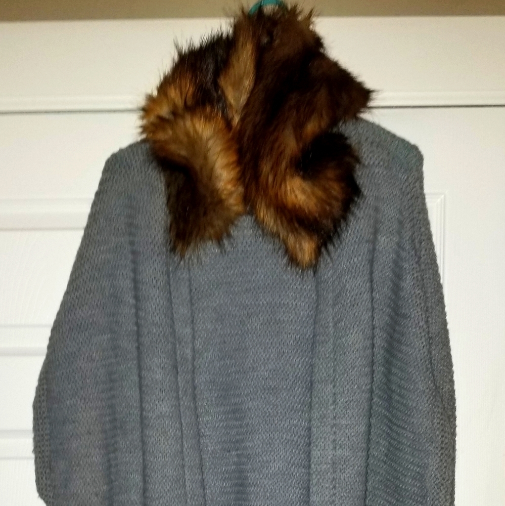 Knit Duster/Vest w/ Faux Hoodie